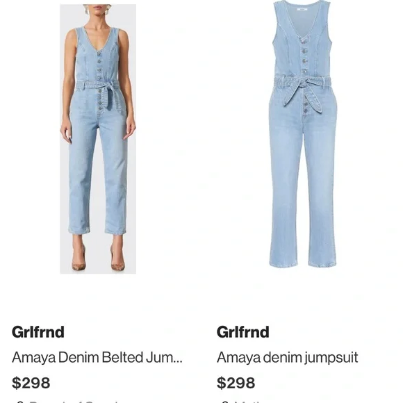 GRLFRND Amaya Belted Jumpsuit “Someone New” Light Wash Denim. Size XS - Picture 12 of 15